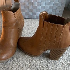 Brown leather ankle booties